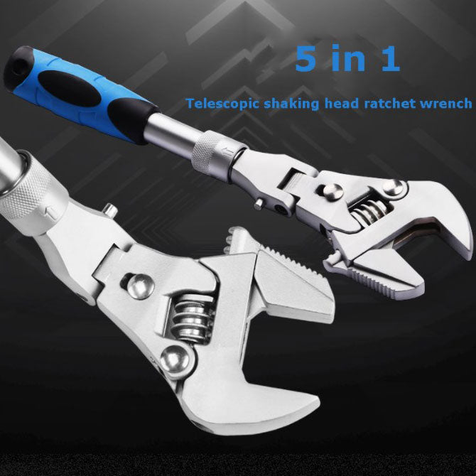 5 in 1 telescopic ratchet wrench with shaking head
