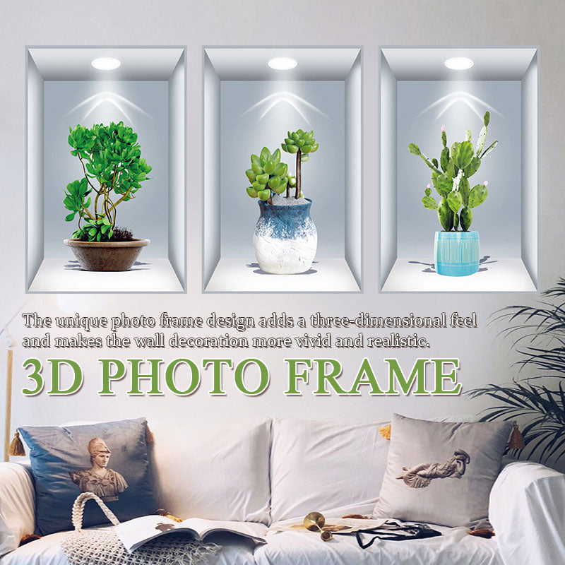 Simulated Plant Flowers 3d Photo Frame Wall Sticker