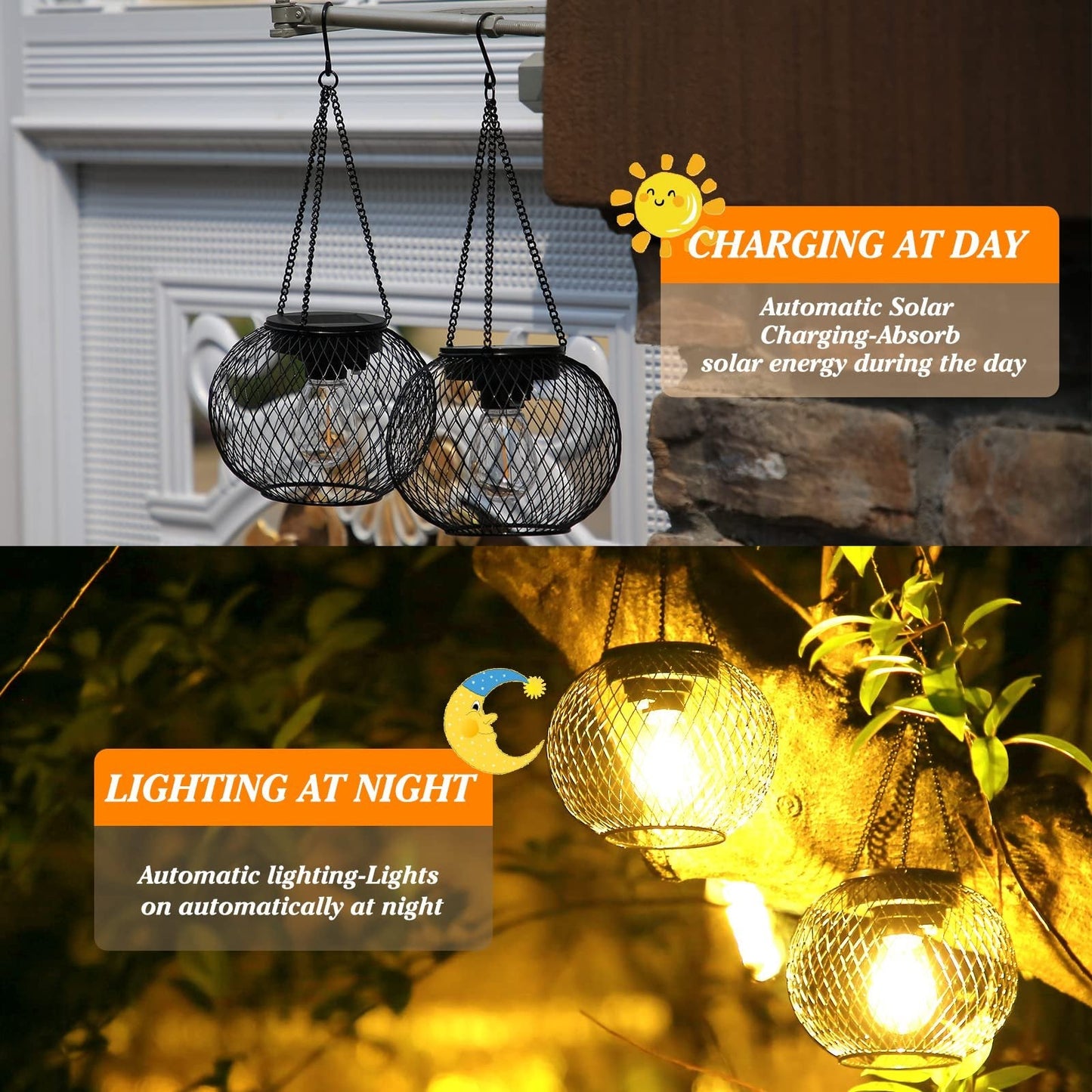 Solar Outdoor Lights Upgraded Hanging Lantern